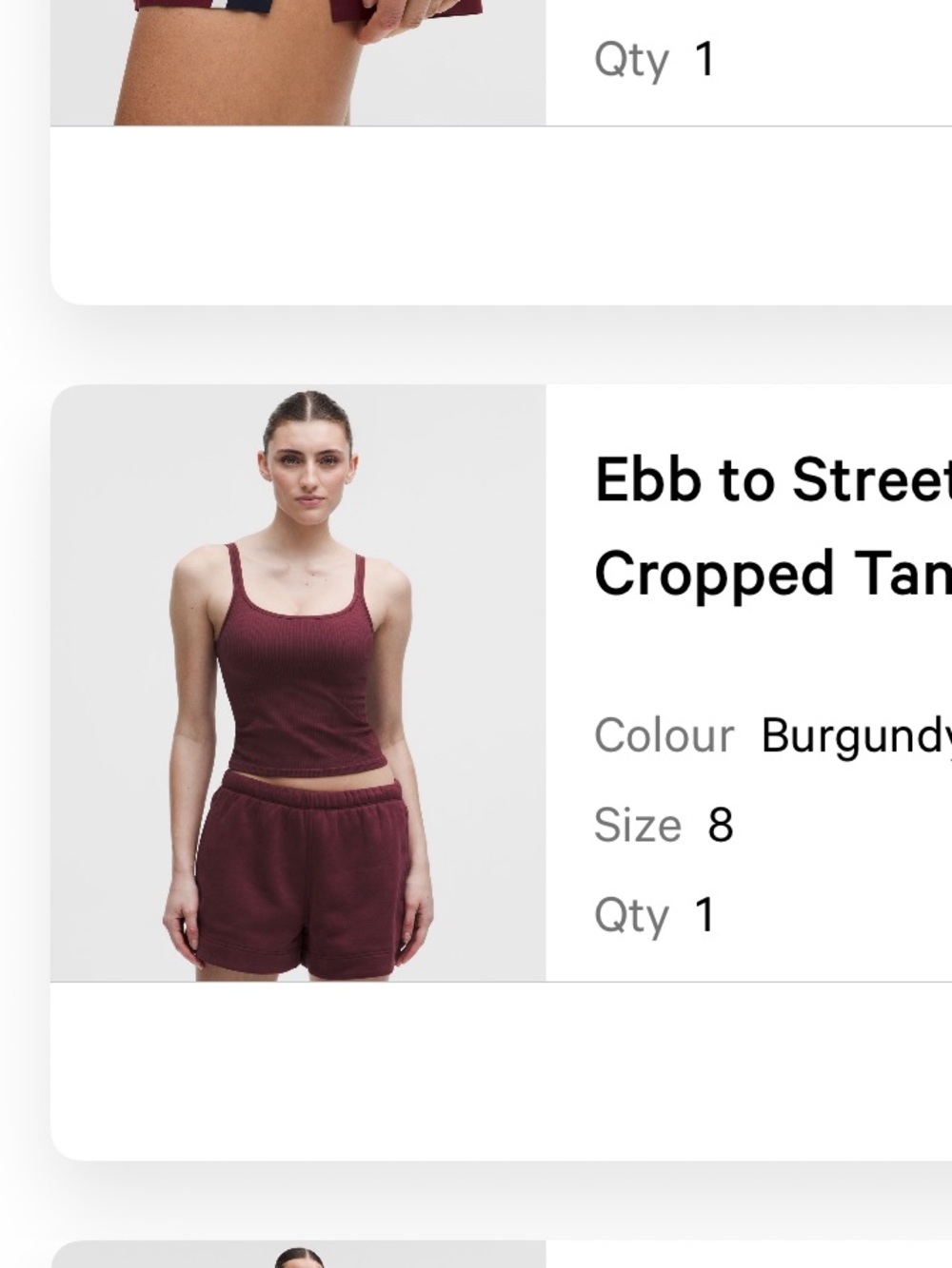 Lululemon ebb to street cropped tank